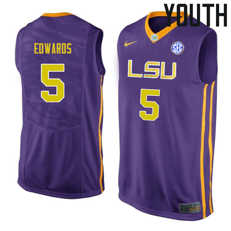 Youth #5 Daryl Edwards LSU Tigers College Basketball Jerseys Sale-Purple - Click Image to Close